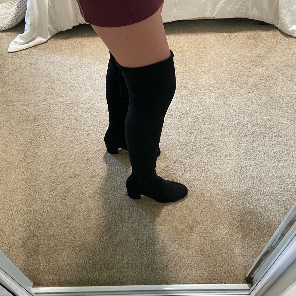 Tie Back Over the Knee Block Heeled Boots - Picture 6 of 6